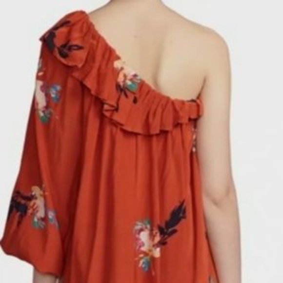 French Connection Delphine Dress One Shoulder Copper Coin Burnt Orange Sz 8 NWT - Picture 5 of 11